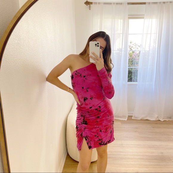 Sun Becomes Her Dresses & Skirts - Sun Becomes Her One Shoulder Pink Tie Dye Dress